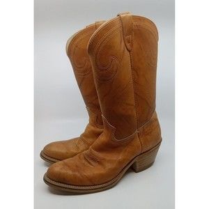 Texas Vintage Leather Brown Men's 11 D Cowboy Boots Made In USA Style 5404